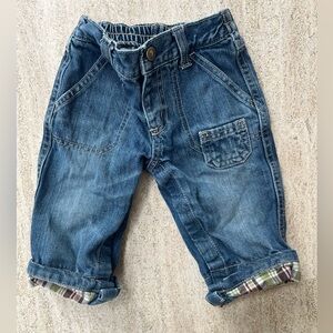 Gymboree Blue Denim Kids Jeans with Plaid Cuffs